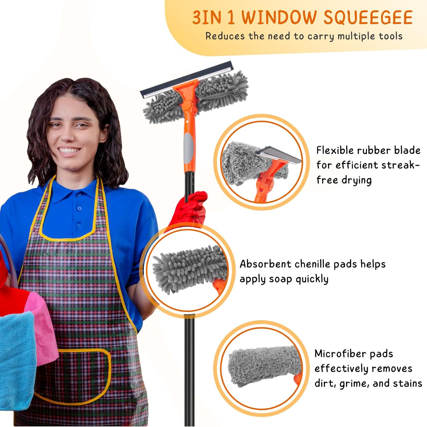 Herramienta de limpieza de ventanas para el hogar, kit de escobilla de goma de