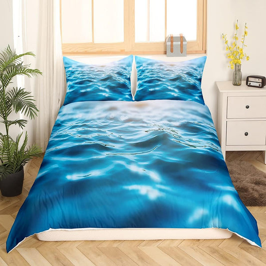 Erosebridal Juego de ropa de cama de agua de mar tamaño matrimonial, funda de...