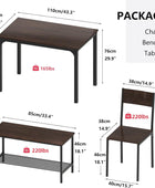 SogesHome Juego de mesa de comedor de 4 piezas para 4 personas, juego de cocina