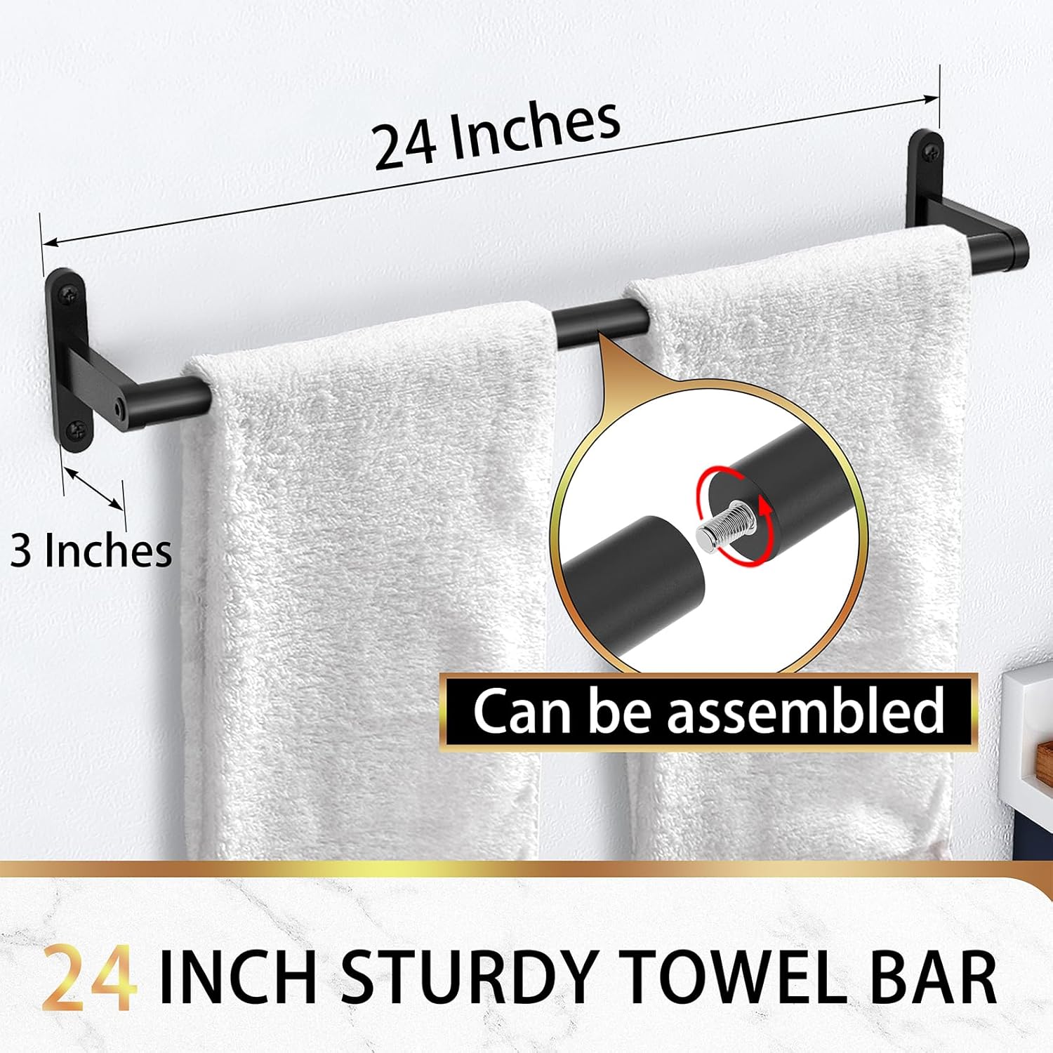 Toallero para pared de baño, toallero de 24 pulgadas para baño de acero...