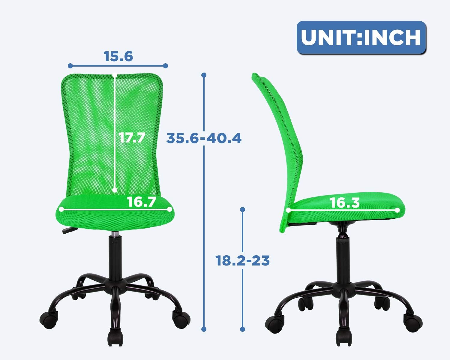 Silla para oficina en casa, de malla, con respaldo medio, silla sin brazos para...