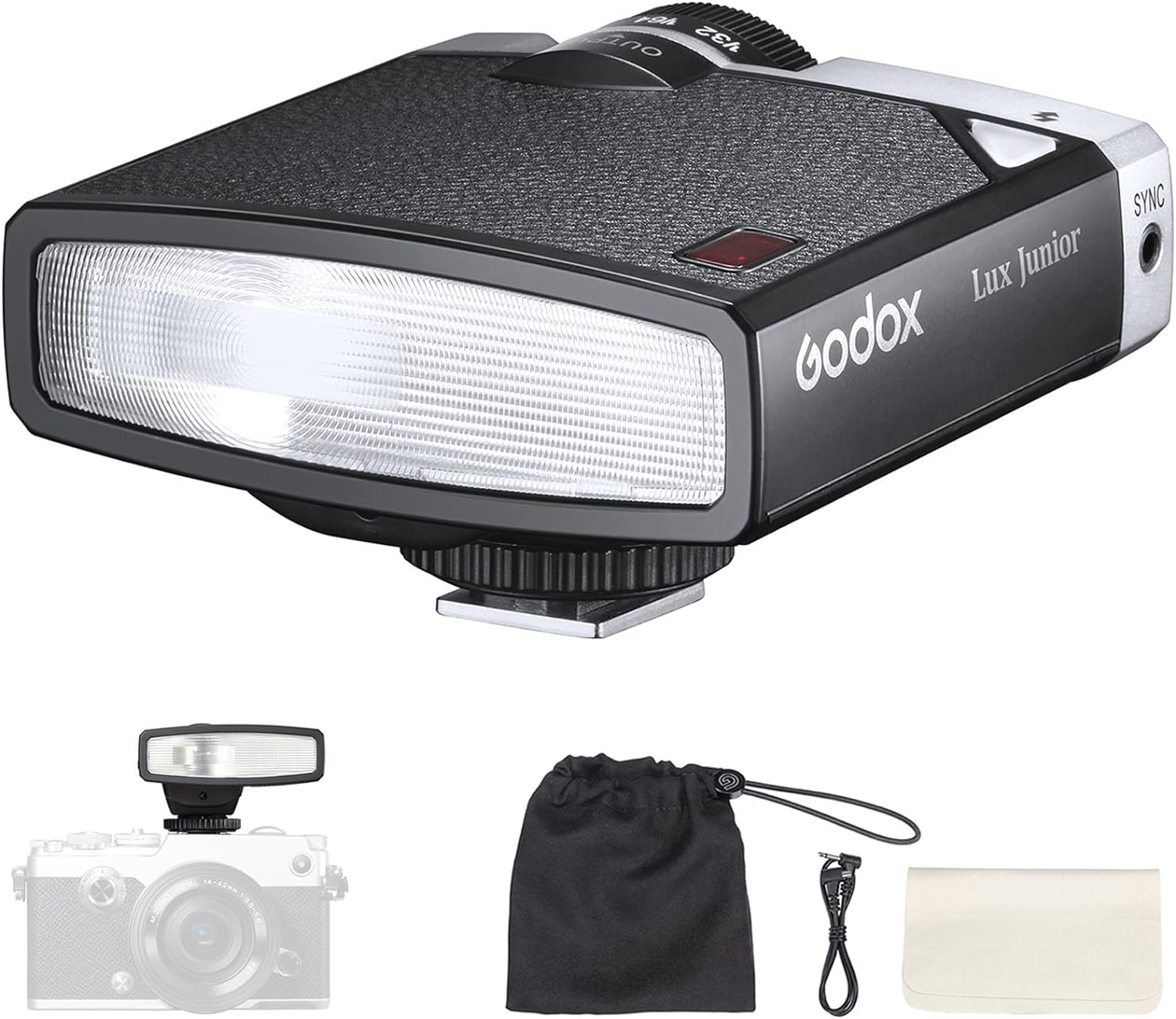 Godox Lux Junior Retro Camera Flash, GN12 con 7 niveles de potencia de flash,...
