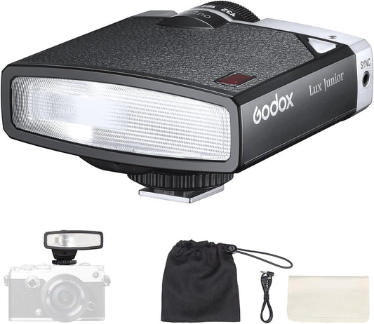 Godox Lux Junior Retro Camera Flash, GN12 con 7 niveles de potencia de flash,...