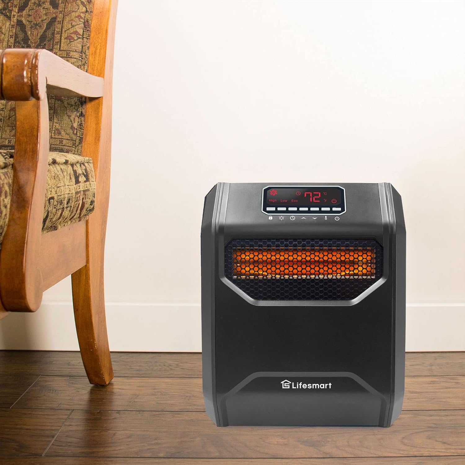 LifeSmart Calentador infrarrojo de 1500 vatios con control remoto y pantalla...