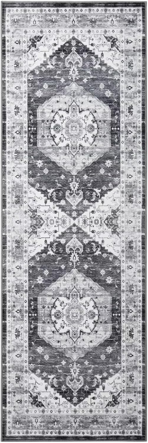 COZYLOOM Alfombra bohemia de 2 x 6 pies, estilo vintage, con medallón, para...