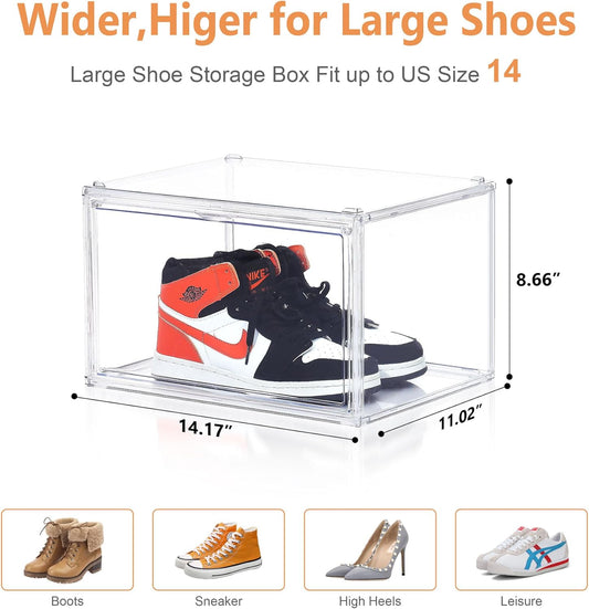 Paquete de 12 cajas de zapatos, caja de zapatos de acrílico transparente con