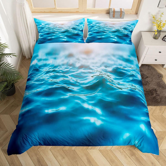 Erosebridal Juego de ropa de cama de agua de mar tamaño matrimonial, funda de...