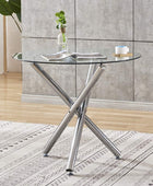 Mesa de comedor con sillas, mesa de comedor de cristal templado moderna y