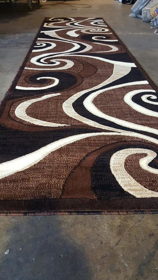 Americana Alfombra moderna de pasillo largo, diseño marrón, 144 (32 pulgadas x...