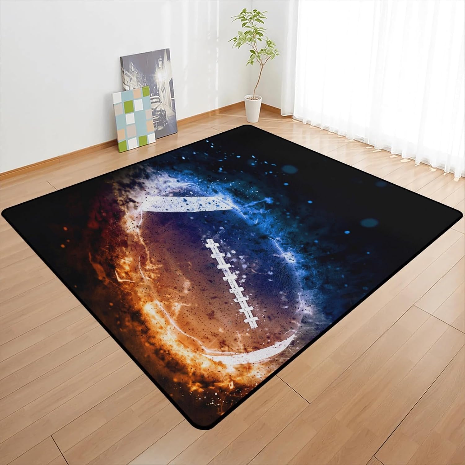 Alfombra de fútbol americano, moderna, grande, impresa en 3D, alfombra de rugby...