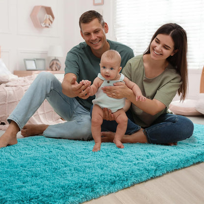 Alfombra de pasillo verde azulado para dormitorio, 2 x 6 pies, alfombra de área