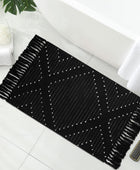 MitoVilla Alfombra de baño bohemia negra de 2 x 3 pies, alfombra de cocina...