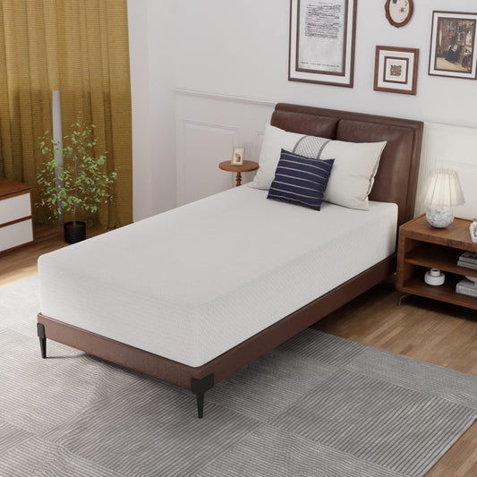 Bed-in-a-Box Colchón de espuma viscoelástica de té verde de 12 pulgadas,