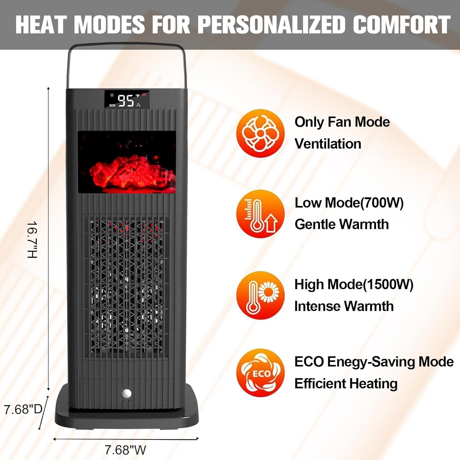 Space Heater 2024 New Version, Space Heater Indoor with Infrared Sensor & Mini