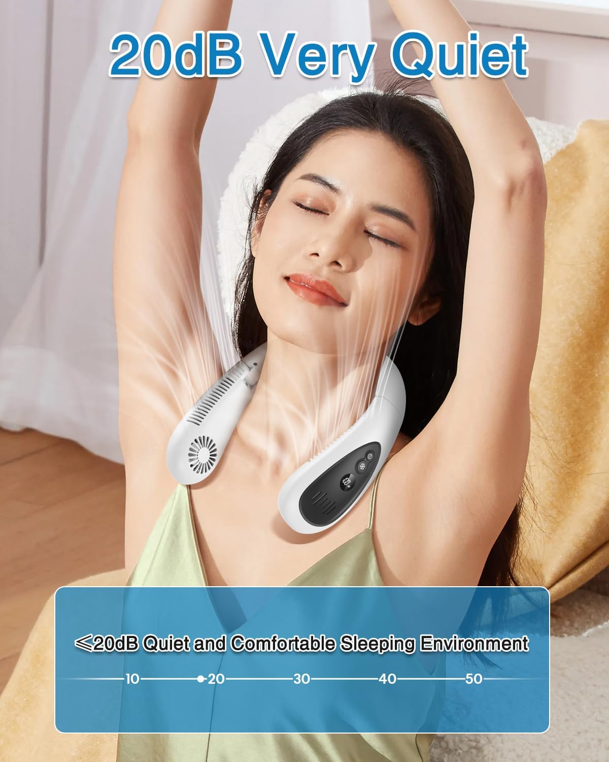 Aire acondicionado de cuello, ventilador de cuello portátil de 5000 mAh con...