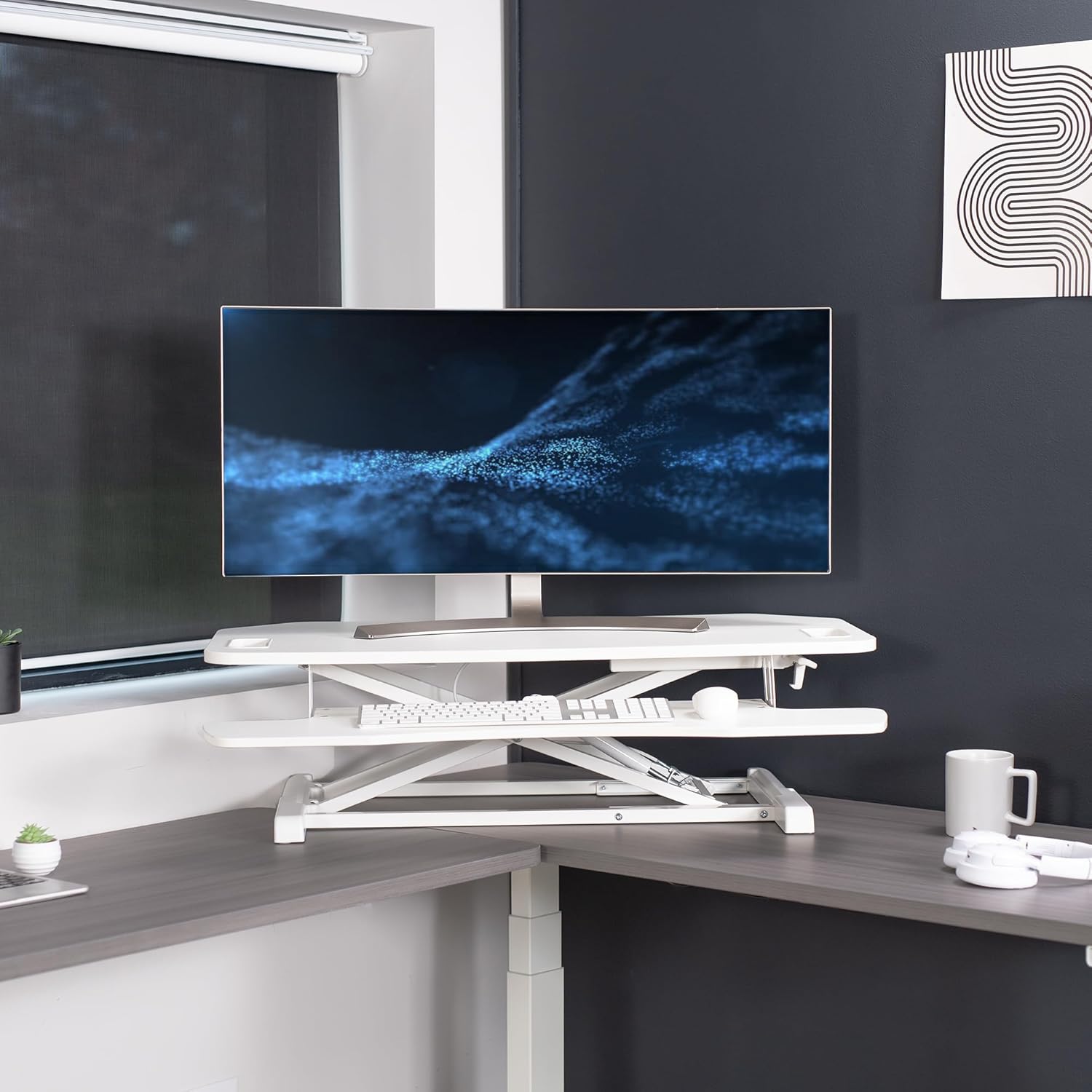 VIVO DESK-V000KLW - Convertidor de escritorio de esquina extra ancho de 38...