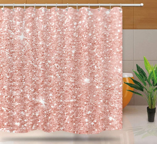 YLLLNT414 - Cortina de ducha con purpurina de oro rosa, cortina de baño de tela...