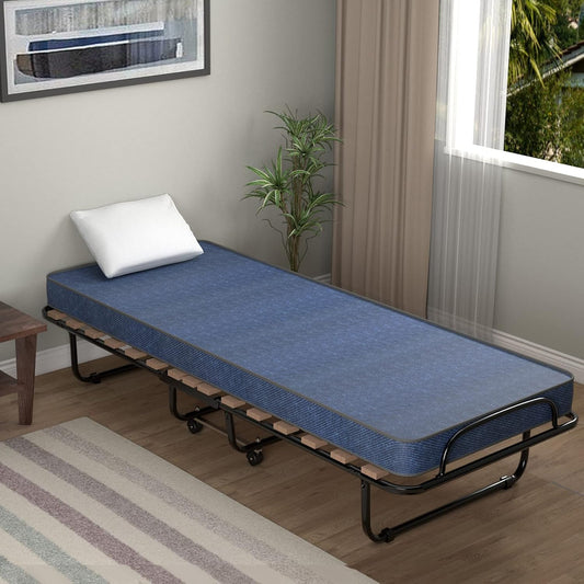 Cama plegable con colchón de 3 pulgadas para adultos, fabricada en Italia, cama