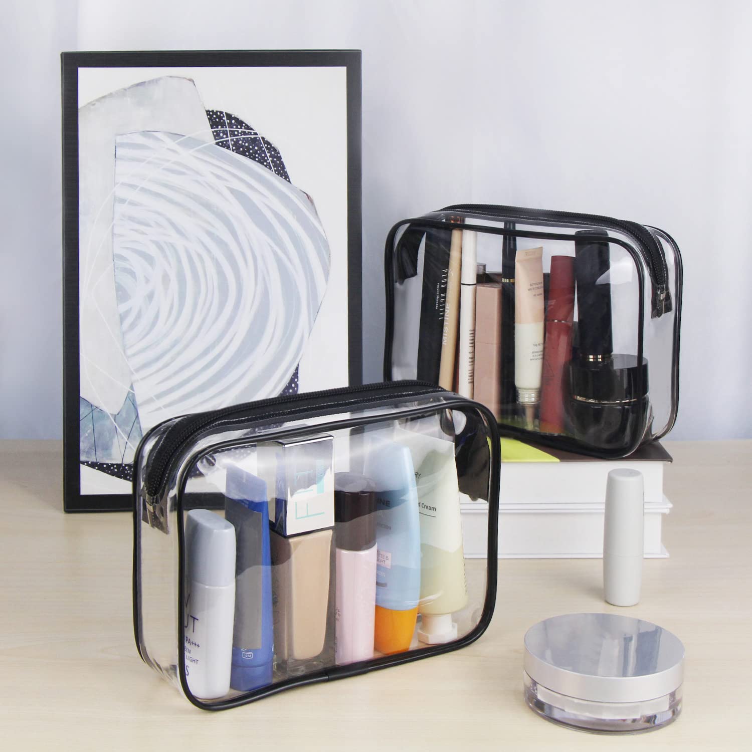 Wedama - Neceser de aseo aprobado por la TSA, paquete de 2 bolsas de cosméticos...