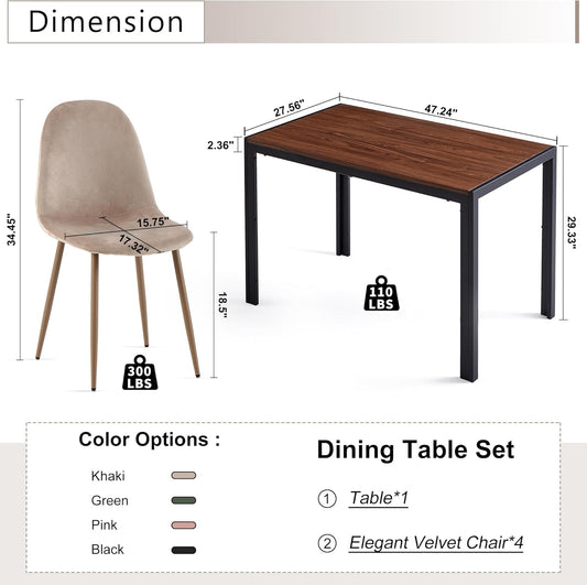 Juego de mesa de comedor rectangular para espacios pequeños, mesa de cocina y