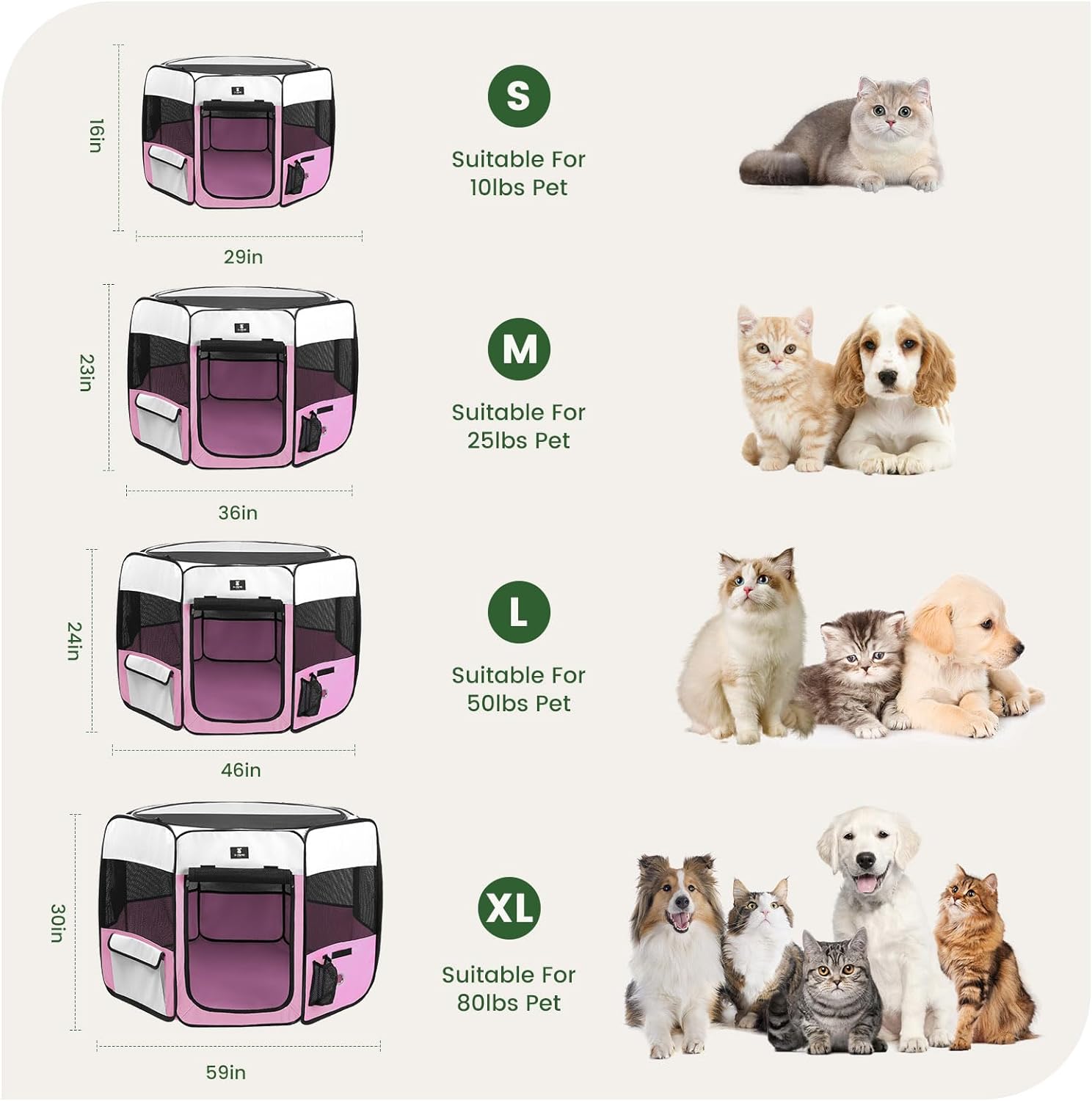 X-ZONE PET jaula plegable portátil para mascotas, perros, gatos, corralito, de...