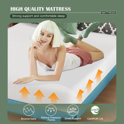 Colchón de espuma viscoelástica de gel de 8 pulgadas, certificado CertiPUR-US,