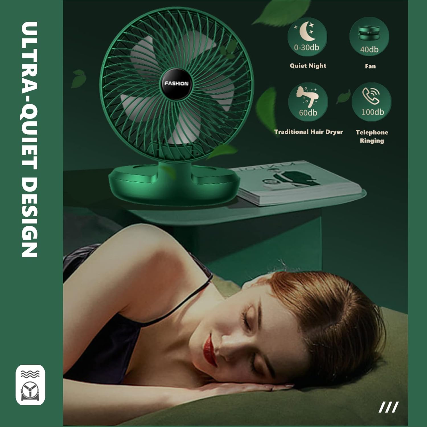 Chchmu Mini ventilador de escritorio USB de 8 pulgadas, plegable, ventilador de...
