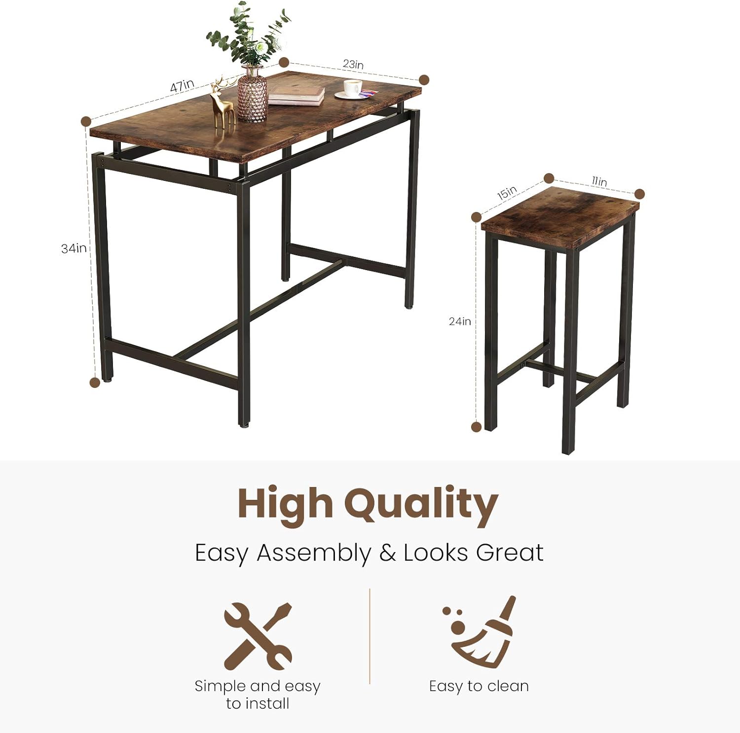 Recaceik Juego de mesa de comedor de 5 piezas, mesa de cocina moderna y sillas...