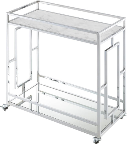 Convenience Town Square Carrito de bar con espejo de 29.25 pulgadas, moderno y