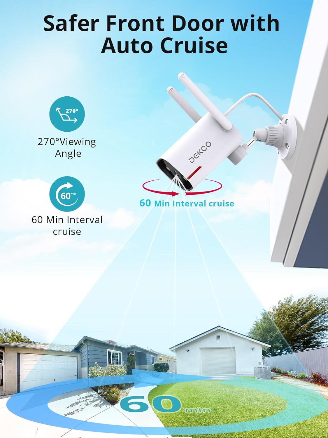 DEKCO - Cámara de seguridad para exteriores - Cámaras WiFi con cable giratorio...