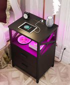 Mesita de noche LED con estación de carga, mesa auxiliar con puertos USB y...