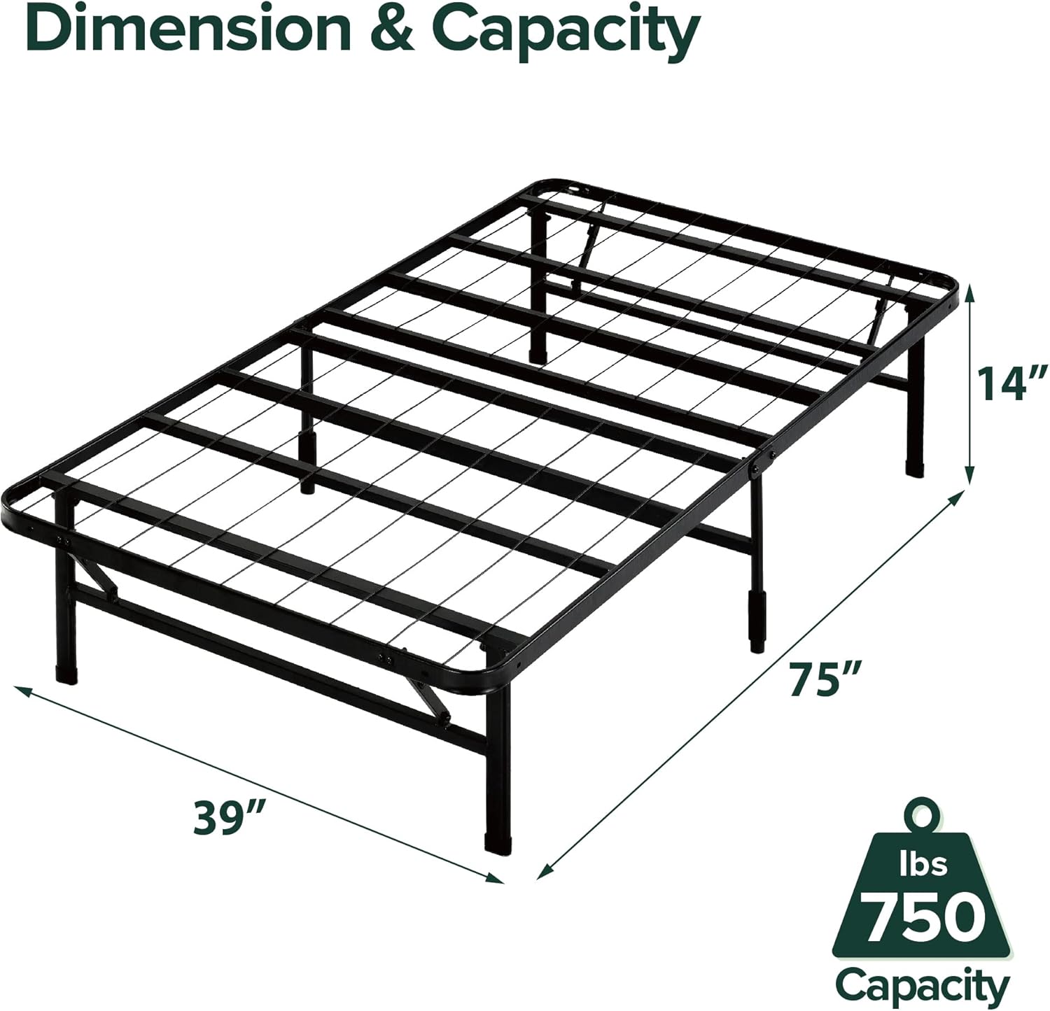Zinus Shawn - Base de colchón SmartBase de 14 pulgadas  Marco de cama de...
