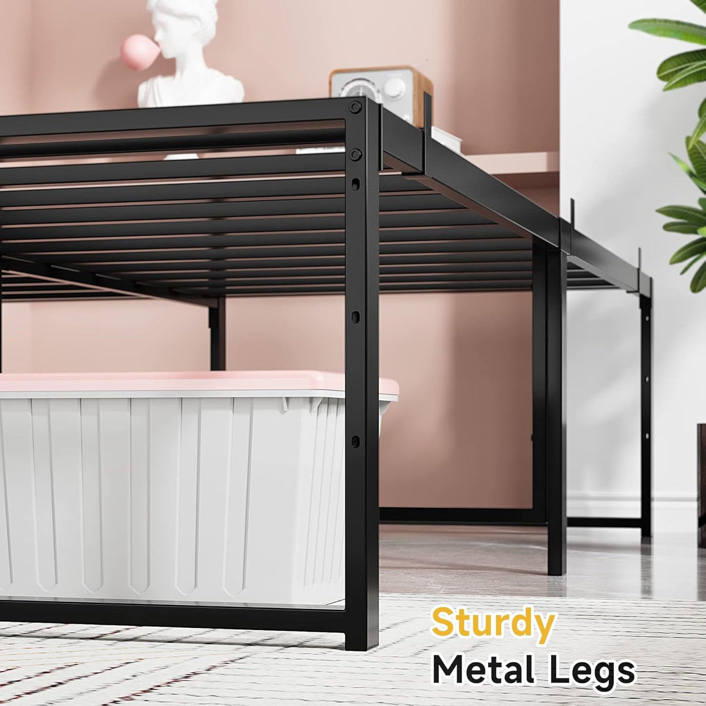 IDEALHOUSE Marco de cama de plataforma de metal completo con listones de cama...