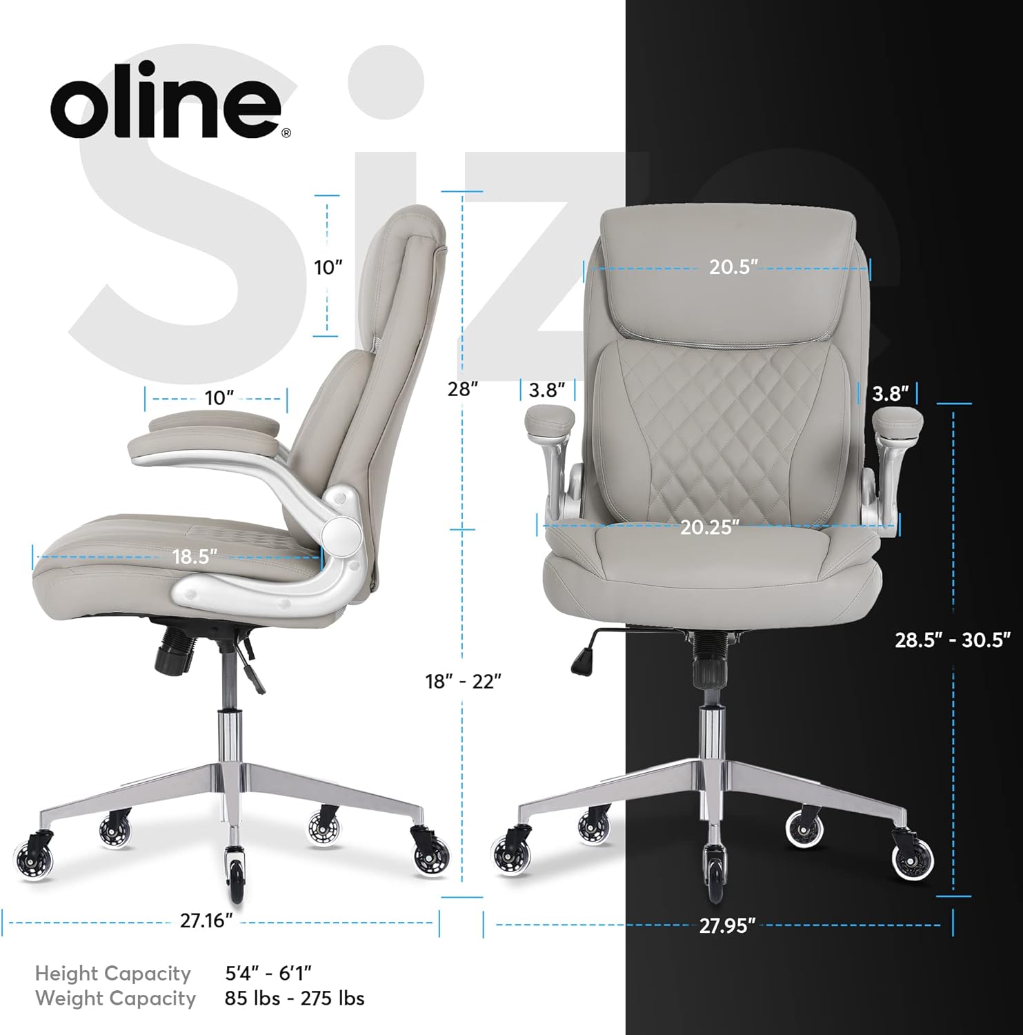 Oline Silla ergonómica de oficina ejecutiva  Silla de escritorio de piel...