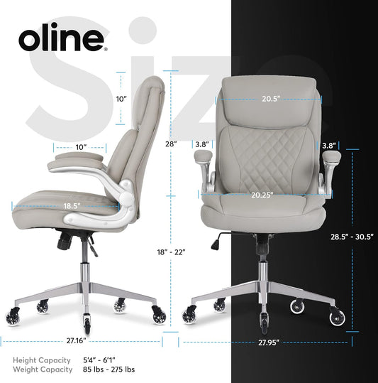 Oline Silla ergonómica de oficina ejecutiva  Silla de escritorio de piel...