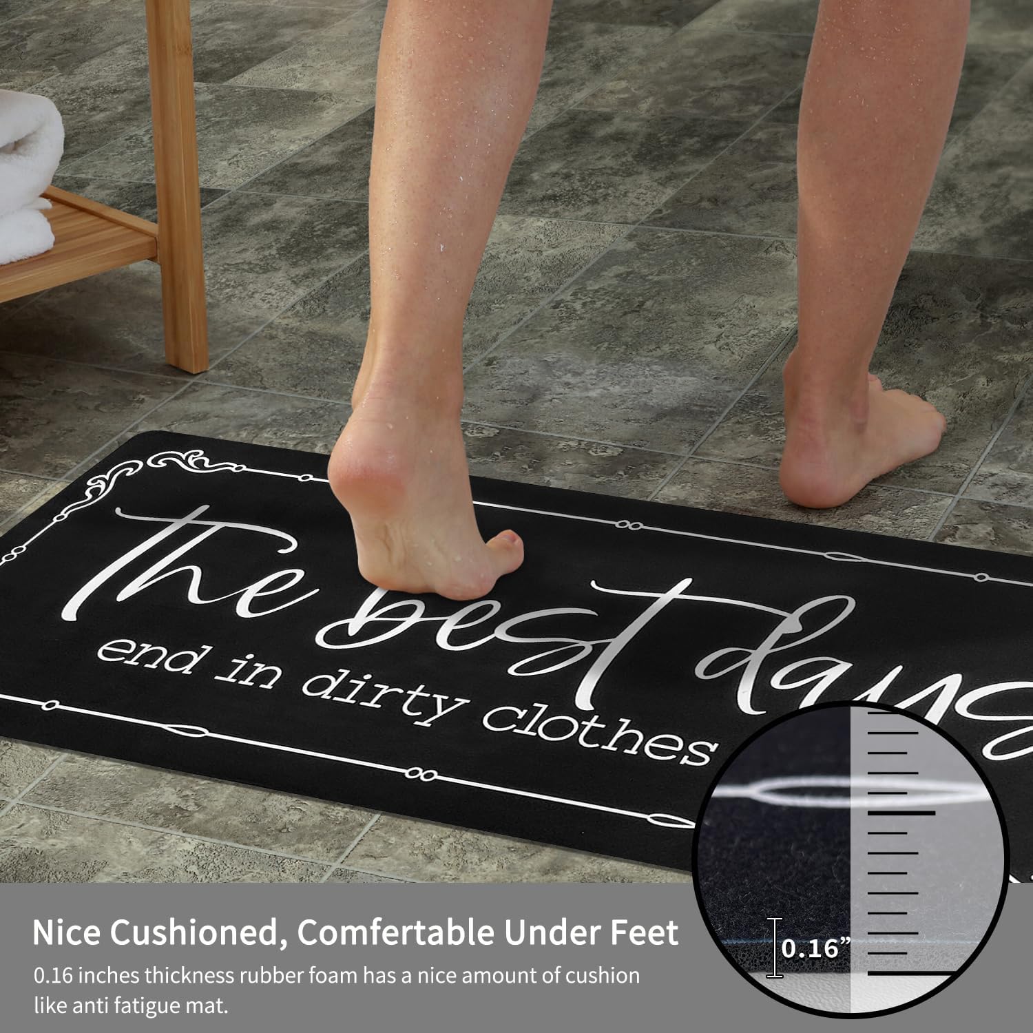 Alfombra antideslizante para cuarto de lavado, 20 x 60 pulgadas, alfombra de