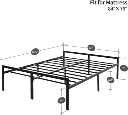 Base de cama de metal Calafornia King, cama de plataforma de metal negro de 14...