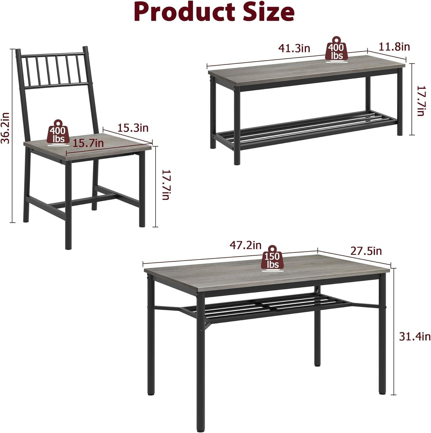 IDEALHOUSE Juego de mesa de comedor para 4, mesa de cocina y sillas para 4 con