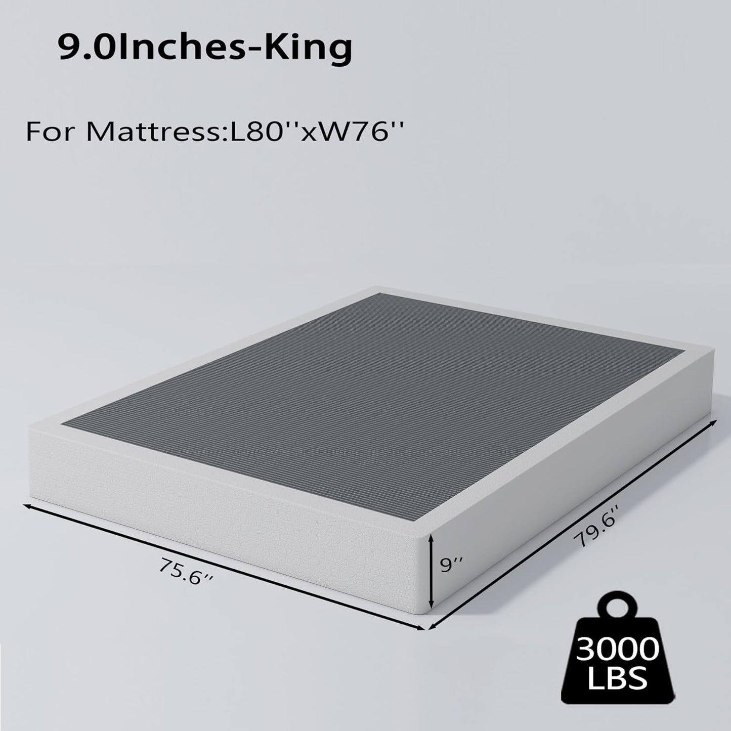 Box Springs Base de colchón con marco de metal resistente de 9 pulgadas, con