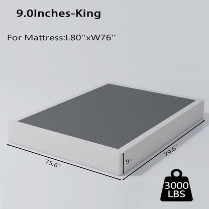 Box Springs Base de colchón con marco de metal resistente de 9 pulgadas, con