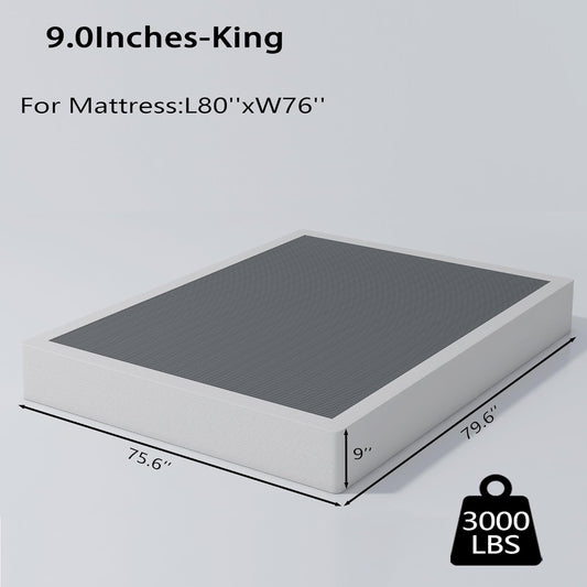 Box Springs Base de colchón con marco de metal resistente de 9 pulgadas, con