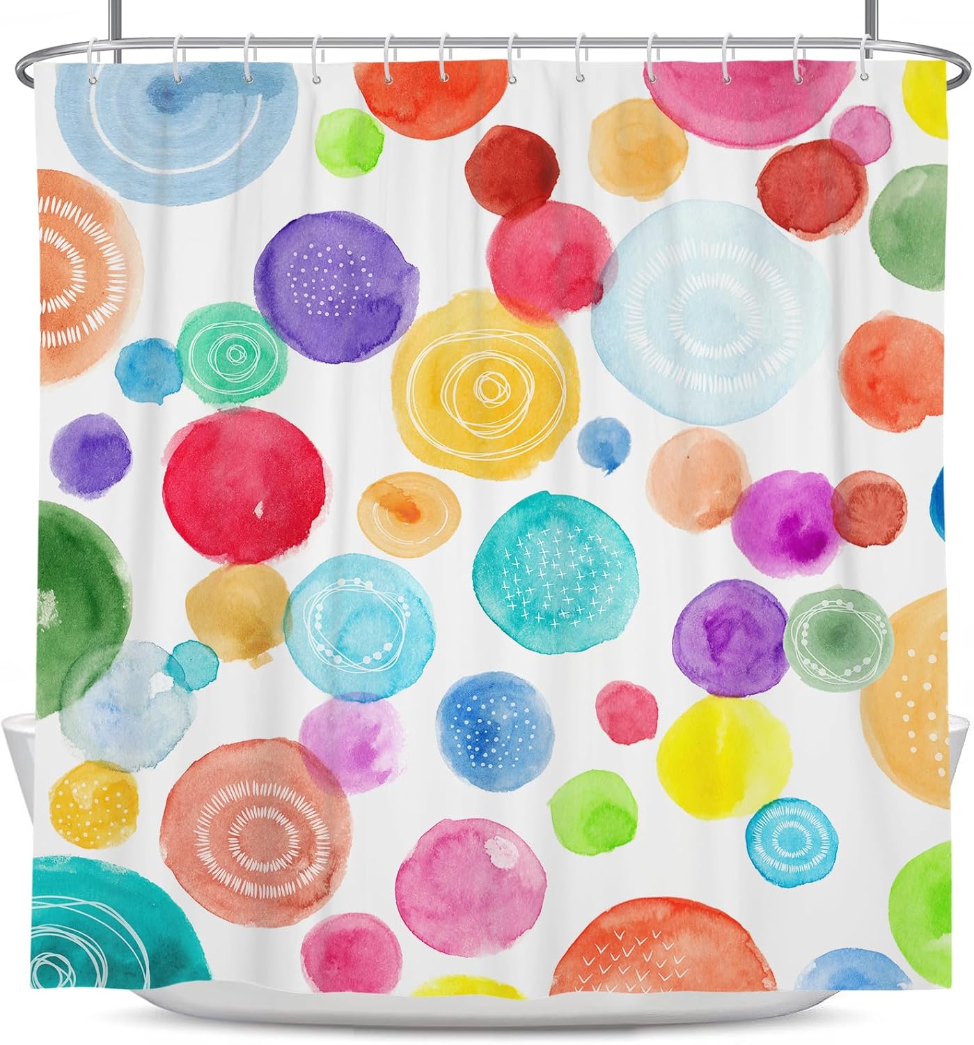 Coxila Cortina de ducha colorida para niños y niñas, diseño de lunares, diseño...