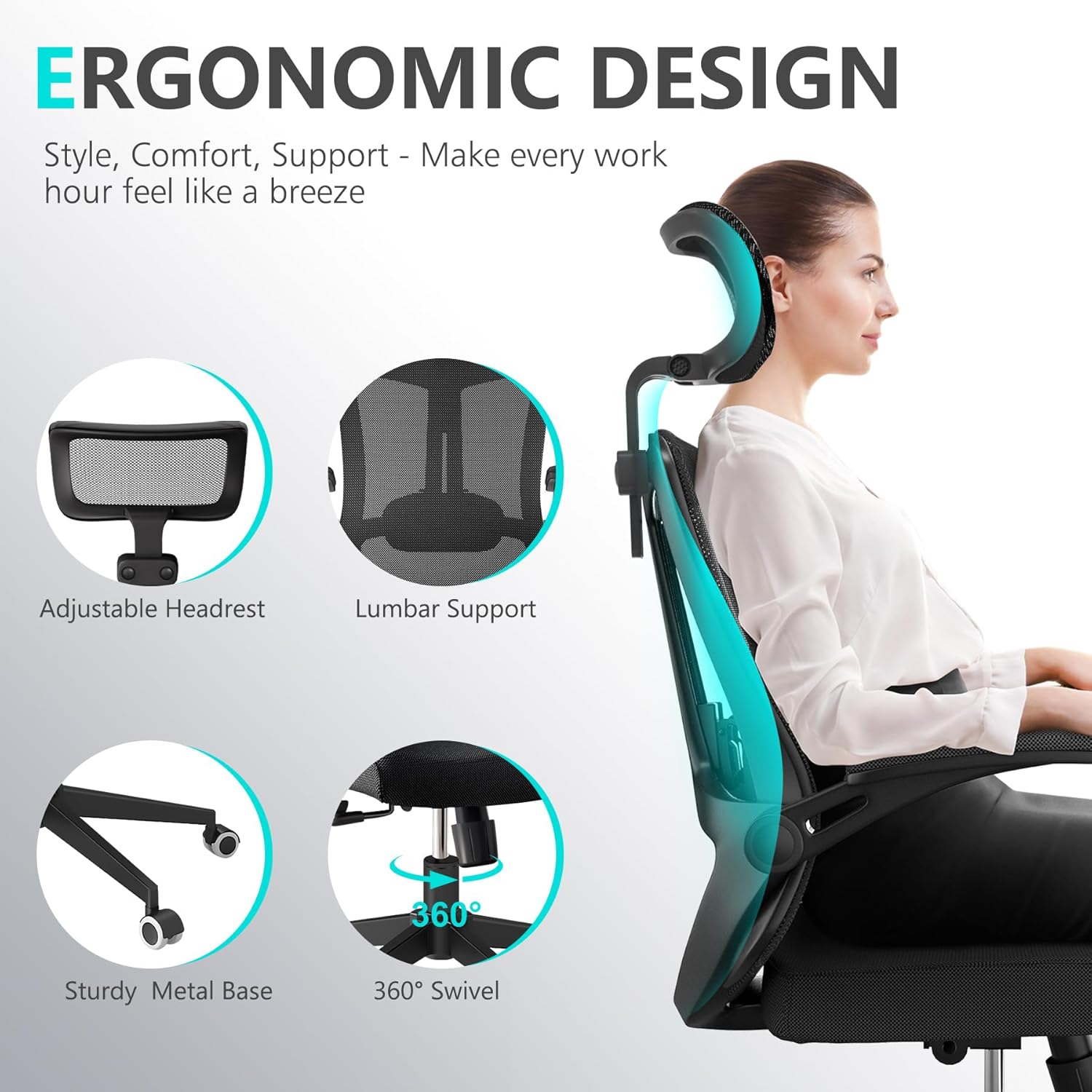 Comfy - Silla de oficina ergonómicas para el hogar, silla de computadora de...