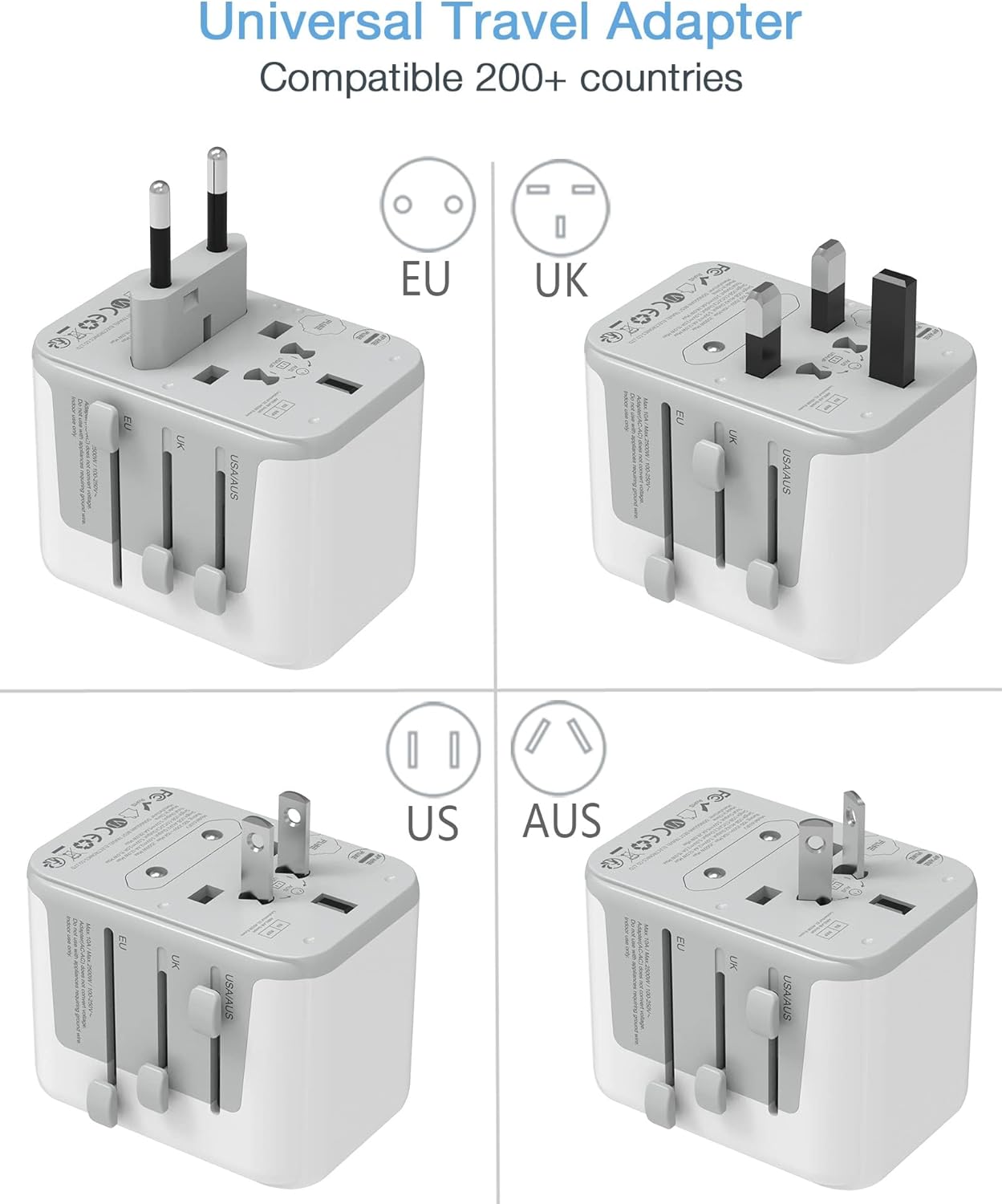 TESSAN Adaptador de viaje universal, adaptador de corriente internacional 5.6A...
