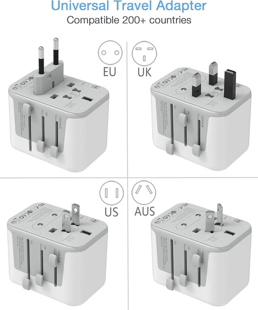 TESSAN Adaptador de viaje universal, adaptador de corriente internacional 5.6A...