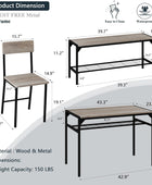 Mesa de comedor para 4 personas con 2 sillas y un banco de almacenamiento,