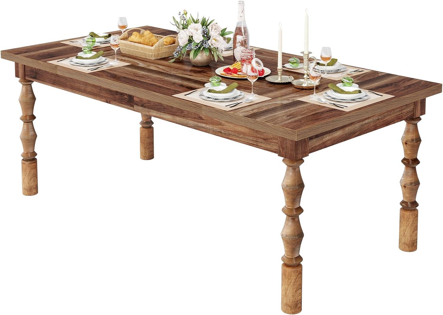 Mesa de comedor de madera de 62 pulgadas para 4-6 personas, mesa de cocina