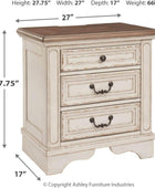 Signature Design by Ashley Realyn French Country - Mesita de noche de 3 cajones...