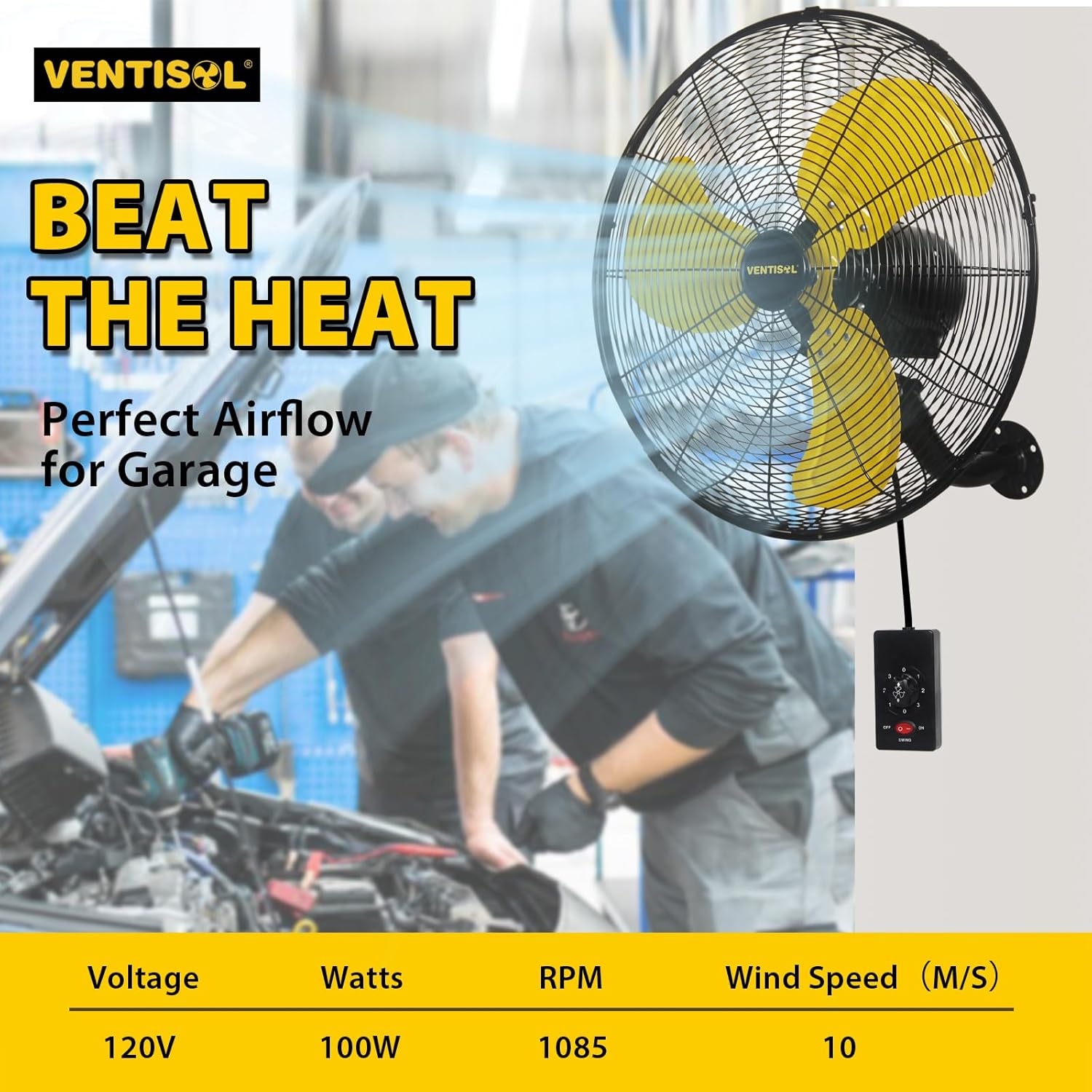 VENTISOL Ventilador oscilante de alta velocidad de 18 pulgadas, 3 velocidades,...