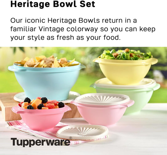 Tupperware Heritage Collection - Juego de 5 cuencos + 5 tapas (10 piezas) para...